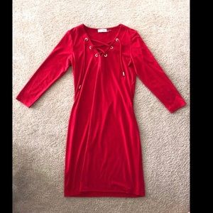 Red Calvin Klein dress